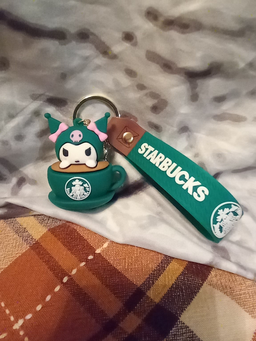Starbucks Green Kuromi Cup Silicone Keychain